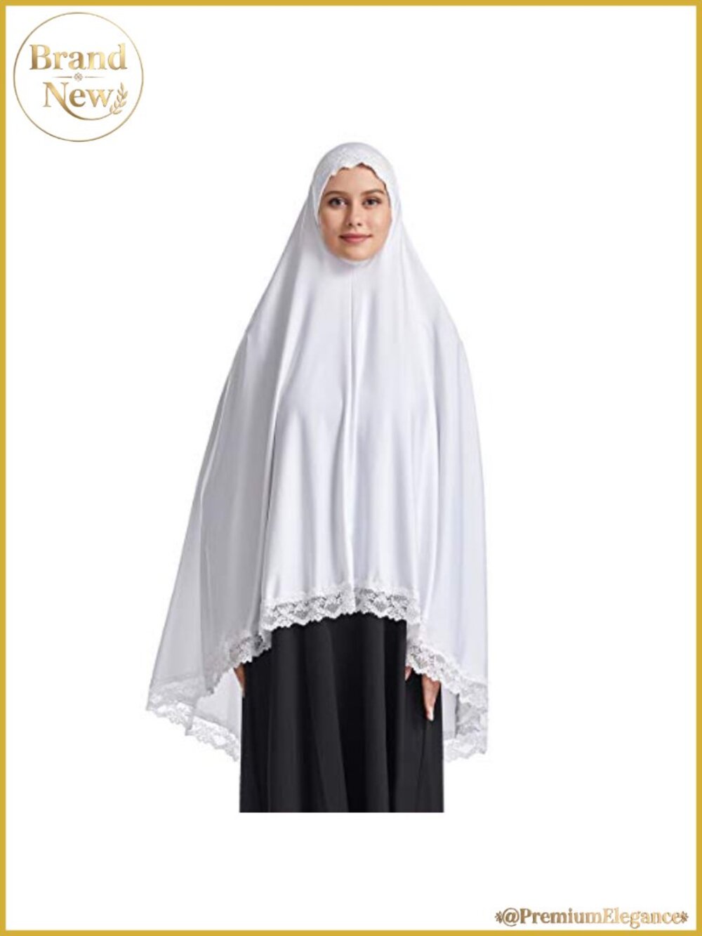 High Stretch Hijab with Lace Edge for Praying Half-body Cover